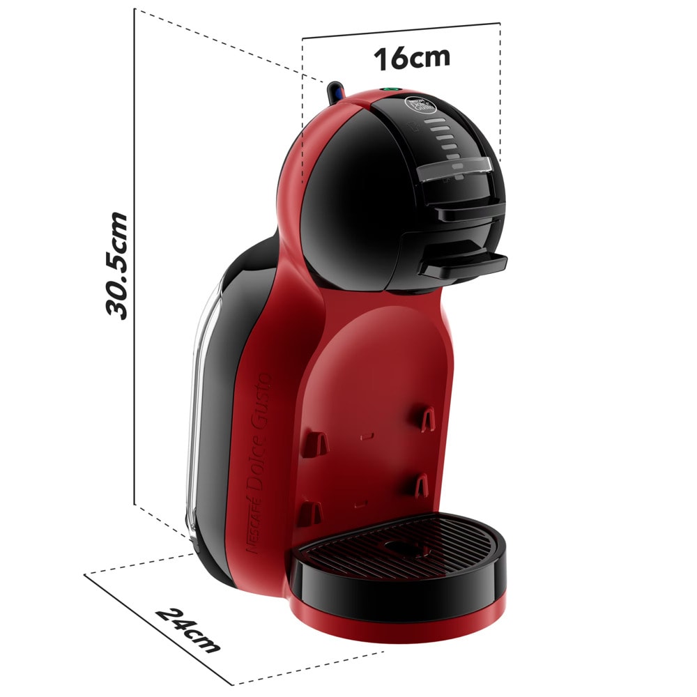 Кафемашина на капсули Krups Nescafe Dolce Gusto Mini Me, 1500W, 15 bar, 0.8 l. обем на резервоара за вода, червенo-черна, KP123H10