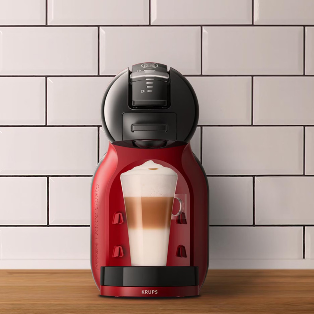 Кафемашина на капсули Krups Nescafe Dolce Gusto Mini Me, 1500W, 15 bar, 0.8 l. обем на резервоара за вода, червенo-черна, KP123H10