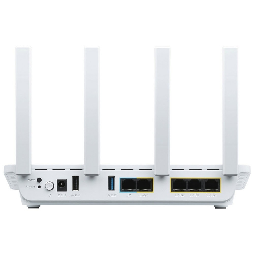 Рутер Asus ExpertWiFi EBR63, 3000Mbps, 2.4GHz(574 Mbps)/5GHz(2402 Mbps), Wireless AX, 3x LAN 100/1000, 1x WAN 100/1000, 4x външни антени, 90IG0870-MO3C00