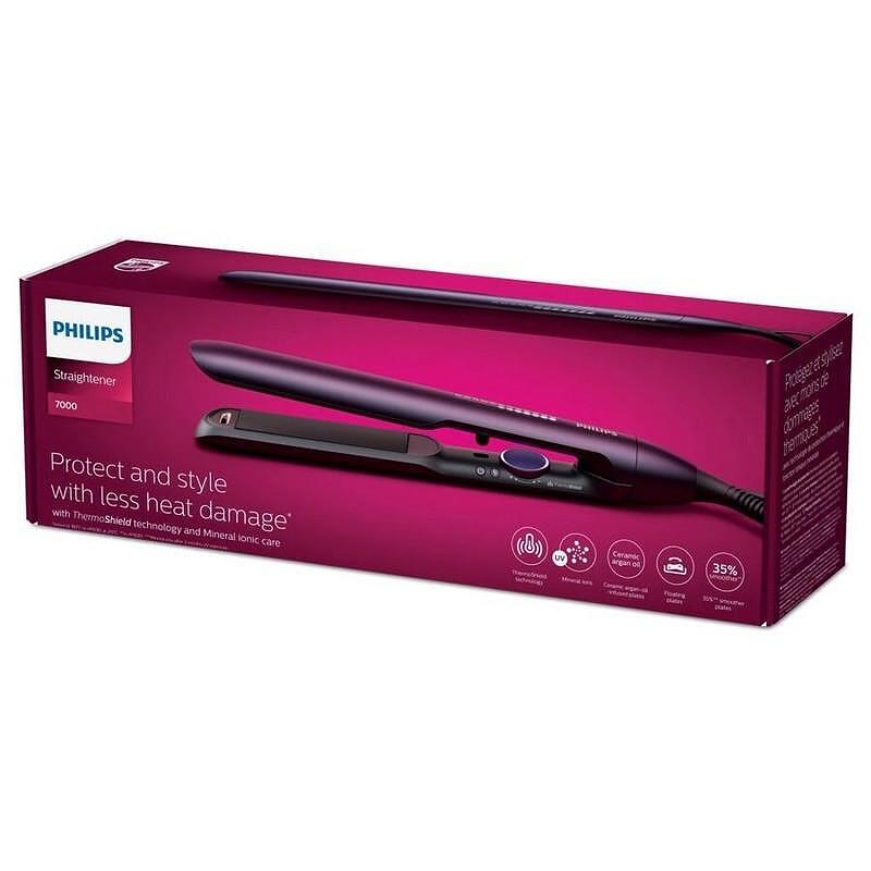 Преса за коса Philips BHS752/00, керамично покритие, индикатор за готовност, 30 сек време за загряване, тъмнолилаво металик