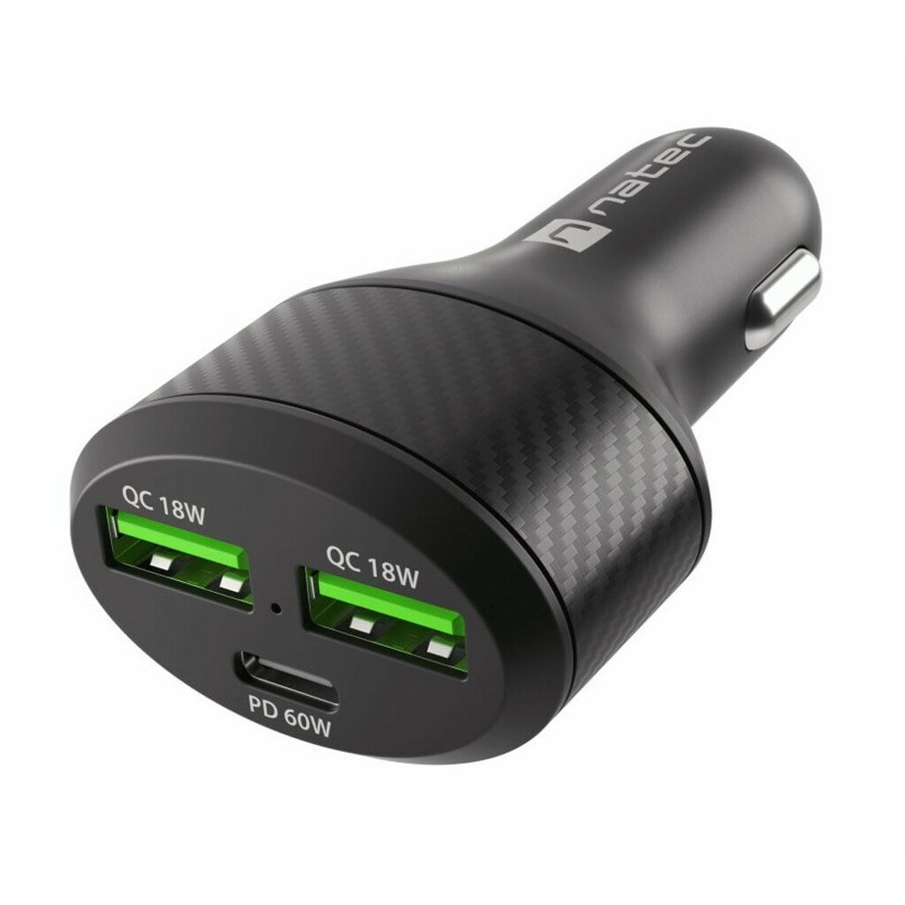 За кола Natec Coney (NUC-1981), от автомобилна запалка към 2x USB-A(ж), 1x USB-C(ж), 20V/3A, черно, PD 3.0, 84W