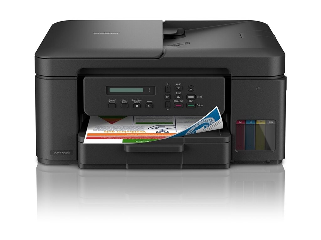 Мултифункционално мастиленоструйно устройство Brother DCP-T730DW, Inkbenefit Plus, цветен, принтер/копир/скенер, 1200x6000dpi, 16 стр/мин, Wi-Fi, USB, A4, A5 - DCPT730DWYJ1