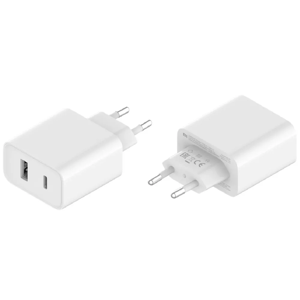 Xiaomi Mi 33W Wall Charger, от контакт към USB Type C (ж)/USB Type A (ж), 11V/3A, 12V/2.25A, бял,  BHR4996GL