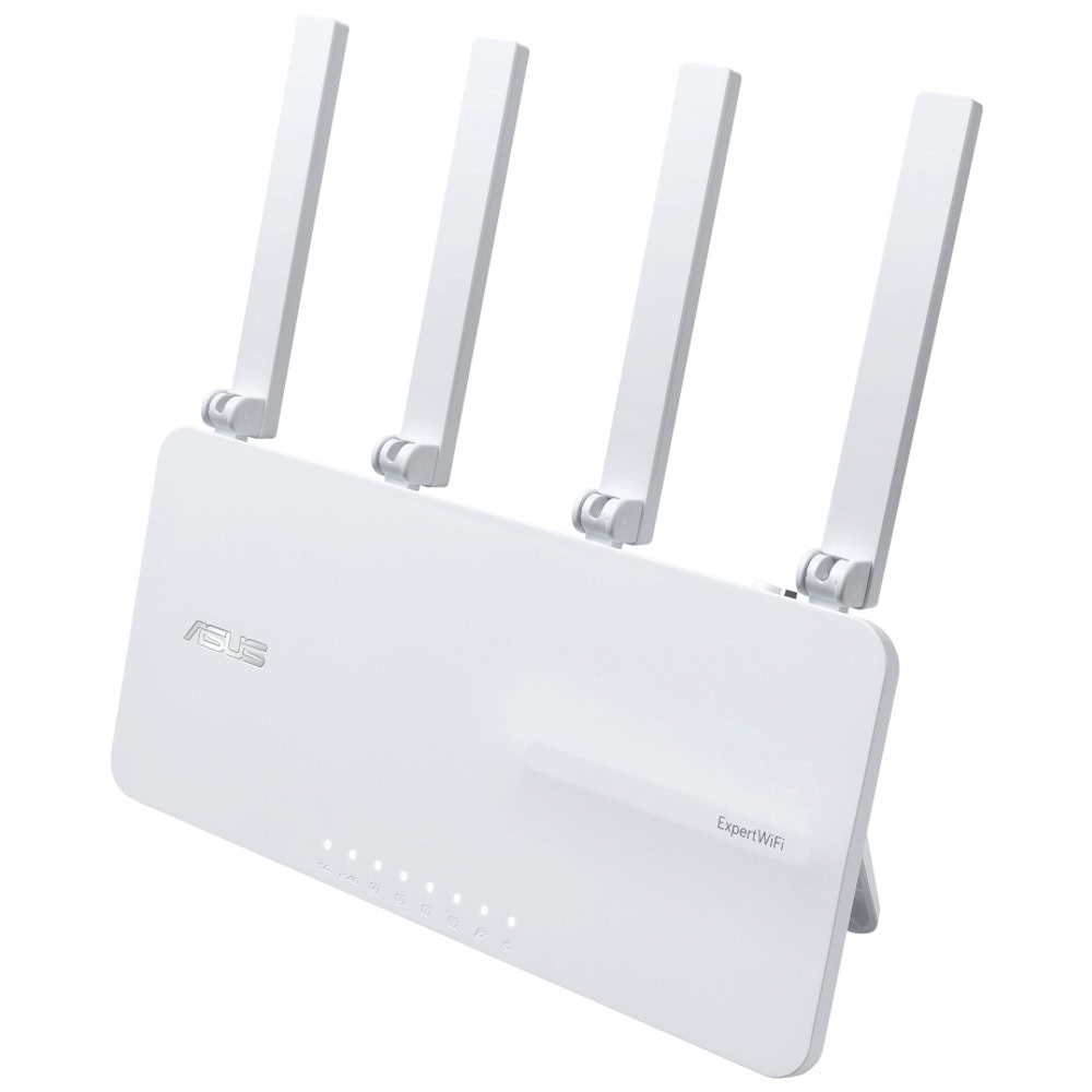 Рутер Asus ExpertWiFi EBR63, 3000Mbps, 2.4GHz(574 Mbps)/5GHz(2402 Mbps), Wireless AX, 3x LAN 100/1000, 1x WAN 100/1000, 4x външни антени, 90IG0870-MO3C00