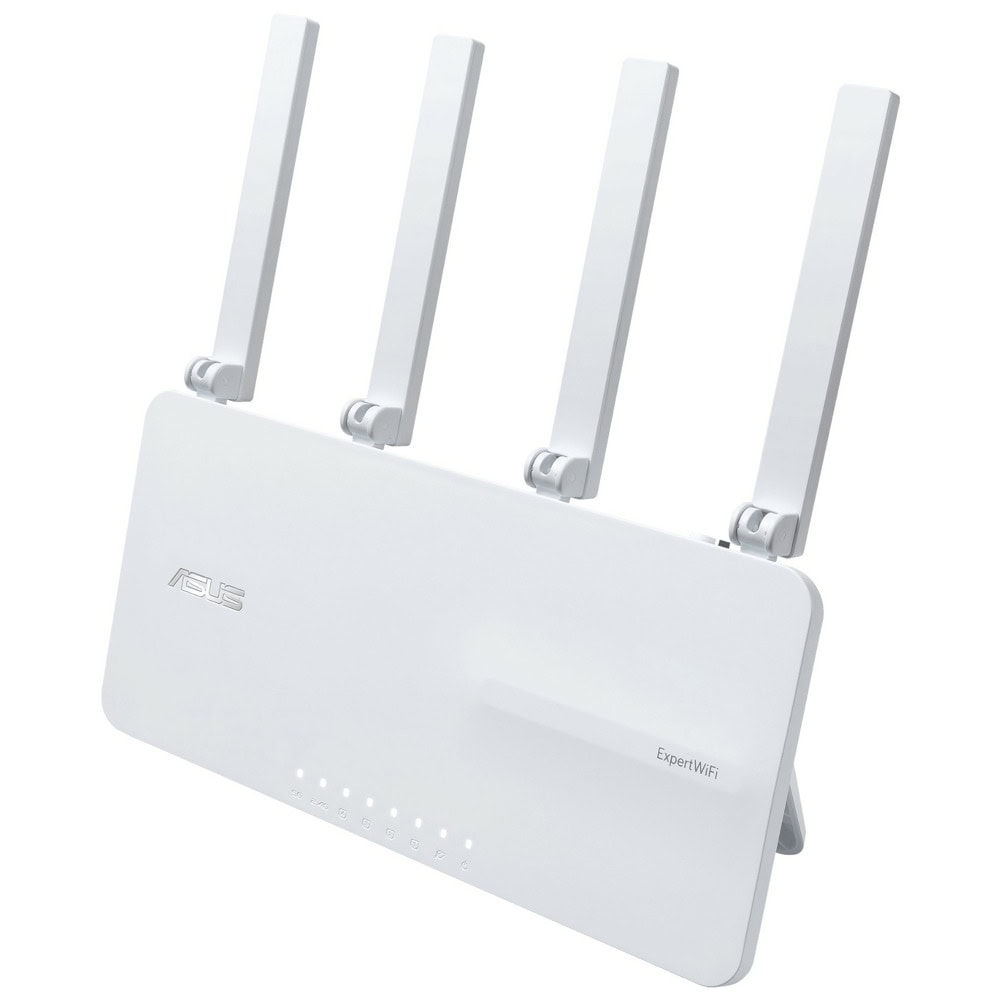 Рутер Asus ExpertWiFi EBR63, 3000Mbps, 2.4GHz(574 Mbps)/5GHz(2402 Mbps), Wireless AX, 3x LAN 100/1000, 1x WAN 100/1000, 4x външни антени, 90IG0870-MO3C00
